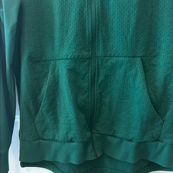 Adidas Jacket Green Zip-Up Athlete w/ Hood Mason Volleyball Mixed Media Sz L - Picture 4 of 9